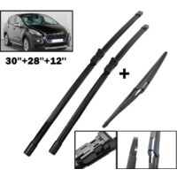 (NOIR)Lot de 3 Balais d'essuie-glace avant + arrière Pour Peugeot 3008 MK I 2009 2010 2011 2012 2013 2014 2015 2016