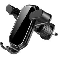 (Noir)Support universel de téléphone portable pour voiture avec crochet, fixation sur grille d'aération, socle noir BLACK