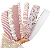 7Pcs Serre Tete Femme, Bandeaux Mode pour Femmes, Fleur Bandeau, Bande de Cheveux Perle,Bandeaux Vintage pour Femme, Bandeau Cheveux