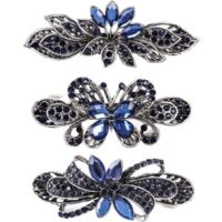 Pince à Cheveux,Barettes Cheveux Femme 3 Pièces Cristal Rétro Barrettes à Cheveux Vintage Strass Cheveux Barrettes Motif