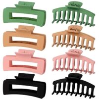 8 Pack Large Hair Claw Clips, Matte Nonslip Strong Hold Banana Square Hair Claw Clips for Thick Thin Fine Long Hair
