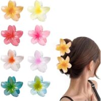 8Pcs Grande Pince Cheveux Femme, Pinces à Cheveux Antidérapantes Mode Motif Floral Accessoires Cheveux Femme