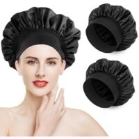 Bonnet Satin Cheveux Nuit, 2pcs Bonnet Soie Bonnet en Satin Bonnet de Nuit Bonnet Soie Cheveux Nuit Silk Bonnet Femme Élastique
