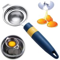 Séparateur d'oeufs,filtre de blanc d'oeuf,Extracteur d'oeufs,Séparateur de jaune d'oeuf,Tamis à oeufs,diviseur d'oeufs en inox(Bleu)