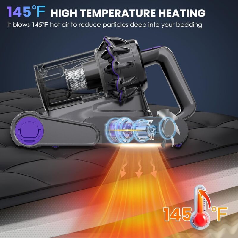 Aspirapolvere Per Materassi 16kPa Con Luce UV-C E Doppia Spazzola - Igienizzante A 500W Con Cavo 5m