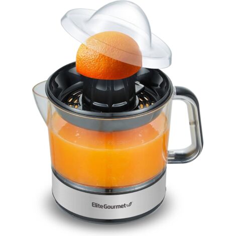 Spremiagrumi elettrico senza BPA, compatto, grande capacità, controllo della polpa, per arance, limoni, lime e pompelmi con beccuccio facile da versare, 24 oz, nero/acciaio inossidabile
