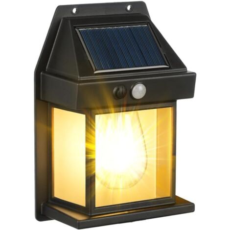 Confezione di luci da parete solari per esterni, luci di sicurezza solari per esterni con sensore di movimento PIR, lanterne da parete solari vintage con IP65 impermeabile, per parete, patio