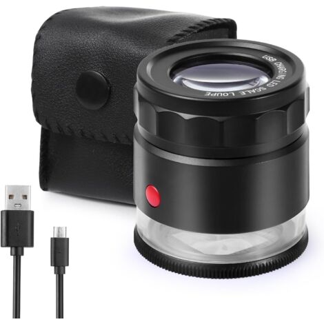Lente d'ingrandimento 30X, ricaricabile tramite USB, 8 luci, lente d'ingrandimento portatile per cucire, orologi, gioielli, monete, francobolli