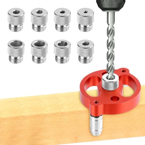 Kit di ricerca del centro di lavorazione del legno, localizzatore di guide per trapano 3 in 1 con anelli per trapano da 3/4/5/6/7/8/9/10 mm, guide per trapano per lavorazione del legno