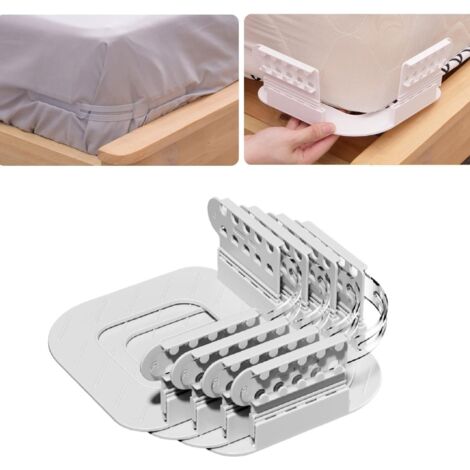 Supporto per lenzuolo da letto, confezione da 4, il supporto per lenzuolo montato mantiene le lenzuola ferme e strette, fermagli antiscivolo con striscia di bloccaggio facile da installare, grigio