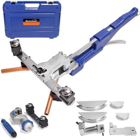 Piegatubi manuale per tubi in rame da 10-22 mm (3/8"-7/8"), intervallo di piegatura 0-90° con tagliatubi e scortecciatore. Alesatore (piegatura in avanti e indietro da 10-22 mm)