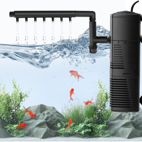 Filtro per acquario, filtro interno per acquario con portata di 800 l/h, pompa sommergibile silenziosa da 10 W con flusso regolabile e direzione della barra di spruzzo
