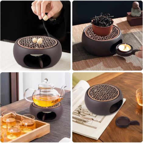 Scaldateiera In Ceramica Bianca A Forma Di Gatto – Portacandela E Distanziatore Inclusi, Per Tè E Caffè Caldi