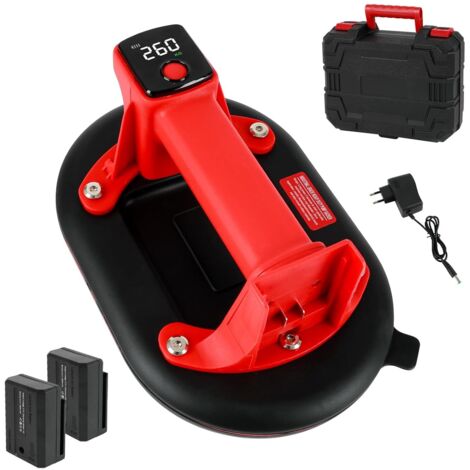 Aspirapolvere elettrico per vetri da 10", ventosa per piastrelle con 2 batterie da 3000 mAh, caricamento sicuro, sollevatore per aspirapolvere per vetri da 200 kg per piastrelle, granito e marmo