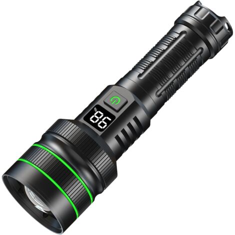 Torcia elettrica estremamente luminosa da 200.000 lumen, Extreme Wide Shot da 3 km, ricaricabile tramite USB, apertura zoom super ampia, 6 modalità di illuminazione, impermeabile IPX67