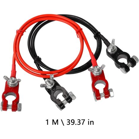 1 paio di cavi di collegamento della batteria 10AWG, cavo della batteria per auto rosso e nero, morsetto di collegamento in lega di alluminio per motociclette, camper, solare, nautica, automotive