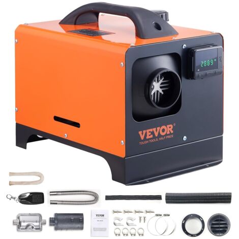 Riscaldatore diesel portatile tutto in uno 12V 5-8kW Riscaldatore ad aria diesel 0,16-0,52 L/h 8-36°C Regolabile 15-20 m² Controllo LCD e telecomando Serbatoio da 5 L per utilizzo automatico senza