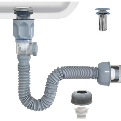 Kit di scarico per lavandino del bagno, tubo flessibile di scarico per lavandino con sifone a P espandibile scarico da 1-1/4" a 1-1/2", tubo flessibile di scarico con sifone a collegamento rapido