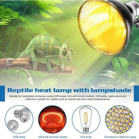 Vegena Lampada Riscaldante Per Tartarughe E Rettili – Portalampada E27 300W, Regolabile A 360° Per Terrario E Acquario