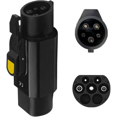 Adattatore per cavo di ricarica per veicoli elettrici con morsetto, 32A Tipo 2 (IEC 62196) maschio a Tipo 1 (SAE J1772) femmina Convertitore per caricabatterie per veicoli elettrici Adattatore