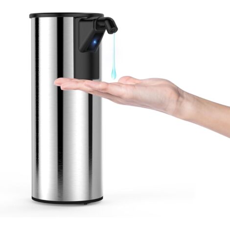Distributore automatico di sapone senza contatto da 11,8 once, 4 livelli regolabili, distributore automatico di sapone portatile in acciaio inossidabile, alimentato a batteria