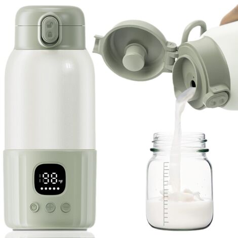 Scaldalatte portatile, scaldabiberon da 380 ml di grande capacità, riscaldamento rapido, scaldabiberon portatile a lunga durata per viaggi con pastorizzazione