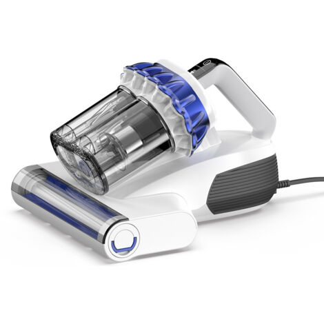 Aspirapolvere per materassi, aspirapolvere per letti con aspirazione da 16 Kpa, luce UV-C da 253,7 nm, calore da 145 °F e velocità di rotazione di 30.000 giri/min, filtro HEPA e ultrasuoni, bianco