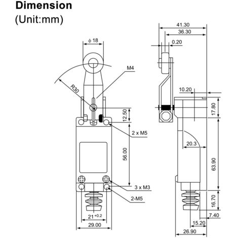 BAOMAIN Limit switch, instantaneous rotating roller lever, 10A 380VAC