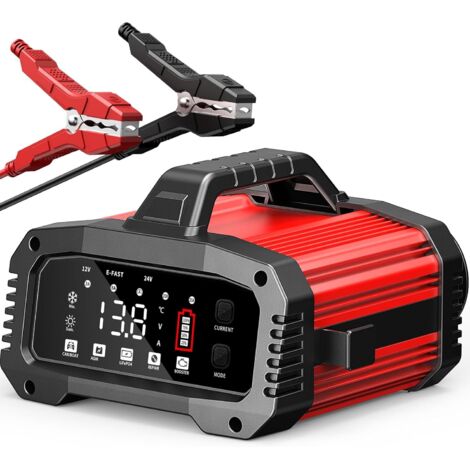 Caricabatterie intelligente da 12 V/24 V, caricabatteria per auto con riparazione automatica e schermo LCD, caricabatteria di manutenzione per auto, moto, camion, AGM, Gel, SLA, 25 A