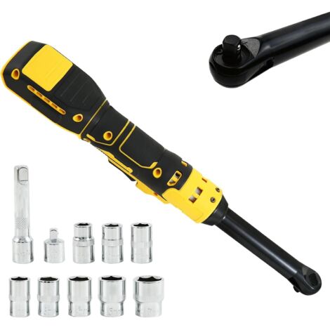 Chiave a cricchetto elettrica a batteria estesa da 3/8"compatibile con batterie Dewalt da 18V/20V,chiave a cricchetto da 320giri/min 80Nm con testa da 6" e luce LED, con 8bussole e adattatore da 1/4"