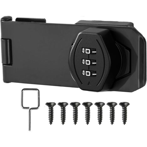 Serratura per porta a 90 gradi con serratura a codice, serratura per porta di armadietto, serratura a combinazione, serratura con password per finestre, garage, giardini, bagni, nero, 4 pollici
