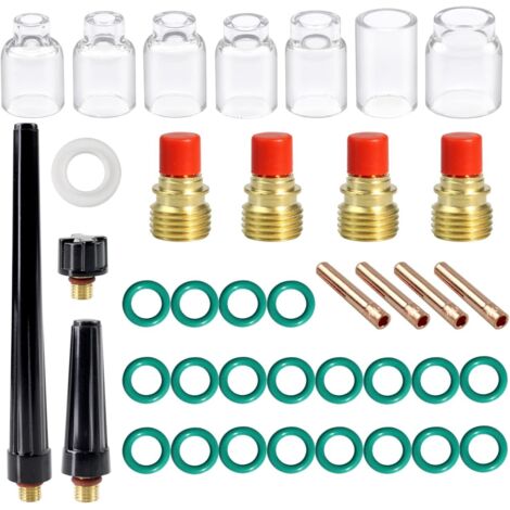 Cuerpo de collar de lente de gas TIG de 39 piezas y kit de corte de vidrio de 4 piezas y 12 piezas. Antorcha de soldadura TIG DB SR WP 9 20 25.