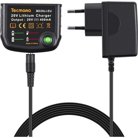 Cargador de litio de 18 V/20 V compatible con baterías de litio Black & Decker de 18 V/20 V BL2018 LBXR20 LBXR20-OPE LB20 LBX20
