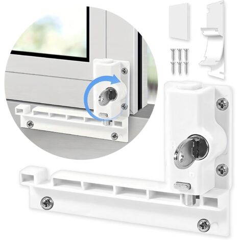 Cerradura de pie de seguridad para puerta corrediza de patio con llave, ABS, se adapta al riel superior (puerta de seguridad para niños) o al riel inferior (operación con el pie) (1 paquete)