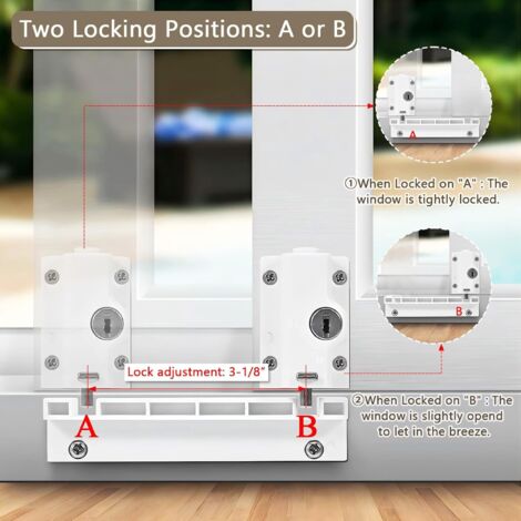 Cerradura Con Llave Para Puerta Corredera De Patio - Blanco - Incluye Perno Y Juego De 1 Paquete (Tipo Lock With Bolt)
