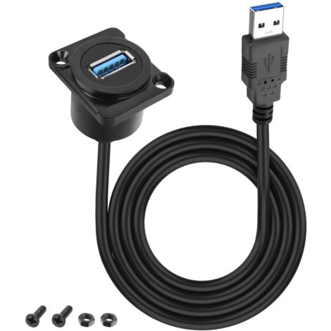 Cable adaptador USB tipo D a USB 30 de 5 Gbps para montaje en panel, cable de extensión de tipo A macho a tipo A hembra, conector de carga - 1 m/3,2 pies (tipo D) (1/5)