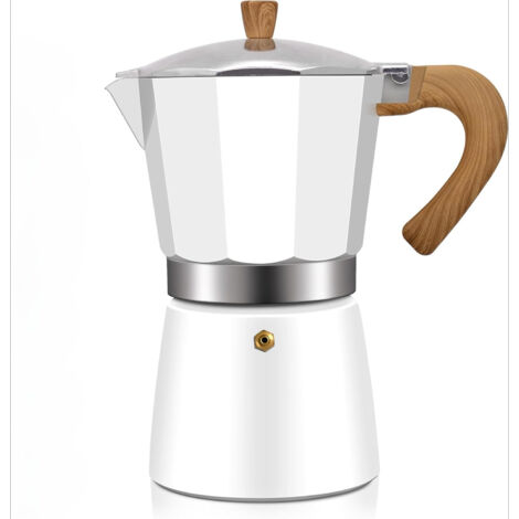 Cafetera exprés de aluminio con cafetera moka y percolador, cafetera italiana clásica para preparar café moca italiano y cubano, 300 ml, 6 tazas, color blanco