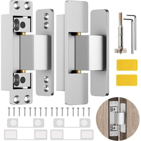 Bisagra de puerta oculta de 4,5",bisagras ocultas,bisagra de puerta silenciosa,bisagra de puerta invisible,bisagra de inclinación de 110grados,bisagra de extremo ajustable de 2 vías,4,5x2x1, plateado