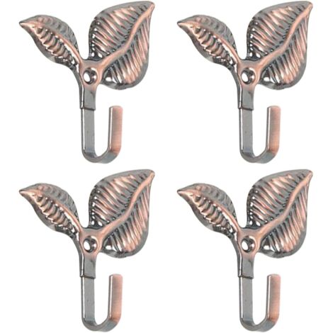 4 ganchos para sujetar cortinas de chapa de hierro con tornillos, para colgar en la pared, para cortinas, toallas y abrigos, color bronce (1/5)