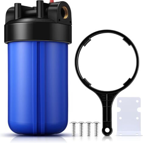 Carcasa de filtro de agua para toda la casa de 25,4 x 11,4 cm, sistema universal de filtrado de sedimentos, puerto NPT de latón de 2,54 cm, para prefiltración de toda la casa, color azul