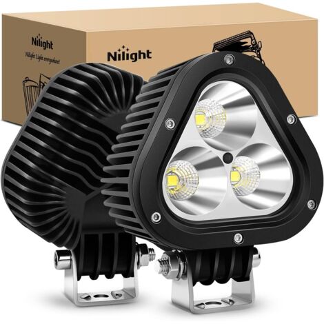 2 luces de trabajo LED de 60 W, 4 pulgadas, forma triangular, foco reflector, luz de conducción LED combinada para tractores, camiones, cazadores, motocicletas, Jeep, SUV, barcos