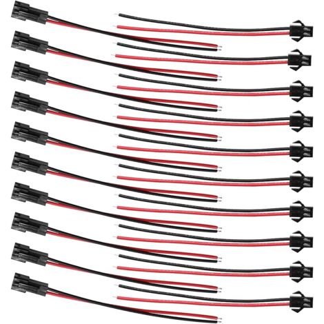 20 pares de cables conectores JST AWG JST SM de 2 pines macho y hembra para lámparas LED y equipos electrónicos (1/5)