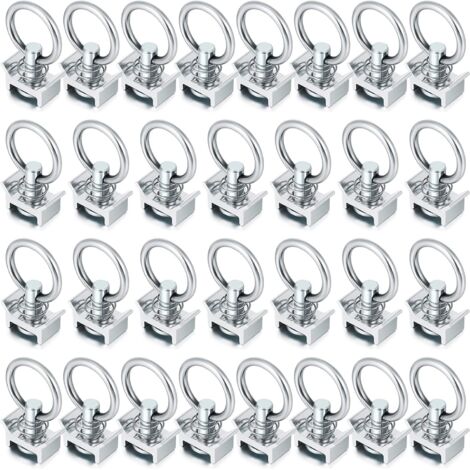 20 unidades, raíl en forma de L con un solo perno, capacidad de 4000 lb, con anillo redondo de acero inoxidable, control de carga Guardian de aluminio