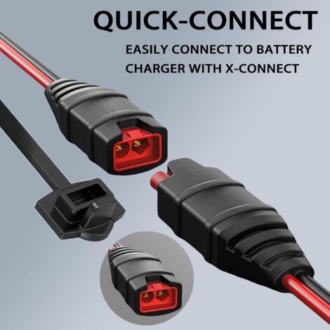 2 Unidades Mazo De Cables Con Conector Ojal M6 – Compatible Con NOCO GC002 Y Cargadores G750, G1100, G3500, G7200, Genius1, Genius2, Genius5, Genius10 – Cable De Carga Lenta, 50 Cm