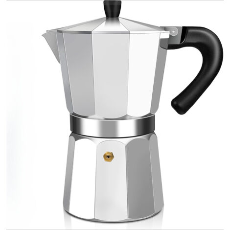 Cafetera exprés de aluminio con cafetera moka y percolador, cafetera italiana clásica para preparar café moca italiano y cubano, 450 ml, 9 tazas, color plateado