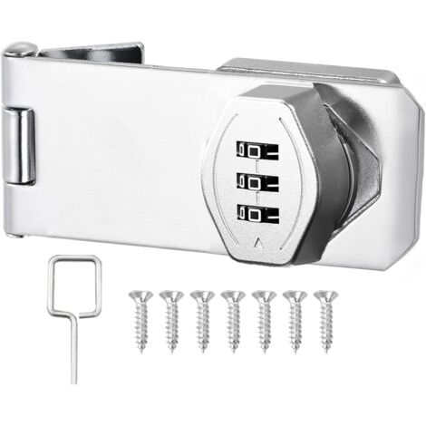 Pestillo de puerta de 90 grados con código, cerradura para puerta de armario, cerradura de combinación, cerradura con contraseña para ventanas, garajes, jardines y baños, plateado, 4 pulgadas