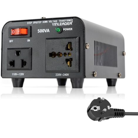 Transformador de voltaje de 500 VA - Convertidor de voltaje de 500 W de 230 V a 110 V / de 110 V a 230 V