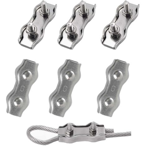 10 abrazaderas para cables de acero inoxidable 304, abrazaderas dúplex, abrazaderas para cables, abrazaderas para obras de construcción, barcos, tendederos y toldos, para cables de acero de 2mm, M5
