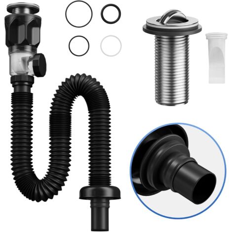 Kit de desagüe para lavabo de baño con tubo flexible y extensible con sifón en P Manguera de desagüe para lavabo de baño a prueba de olores para orificios de 3,28 cm y 3,81 cm