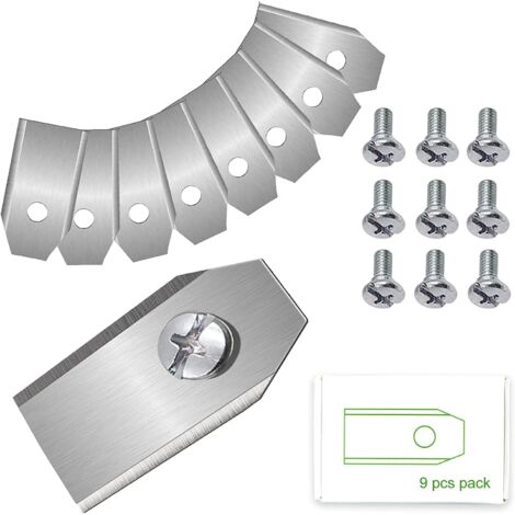 Cuchillas de repuesto compatibles con todos los robots cortacésped Husqvarna Automower/Gardena (35 x 18 x 0,75 mm) (10 unidades, plateadas)